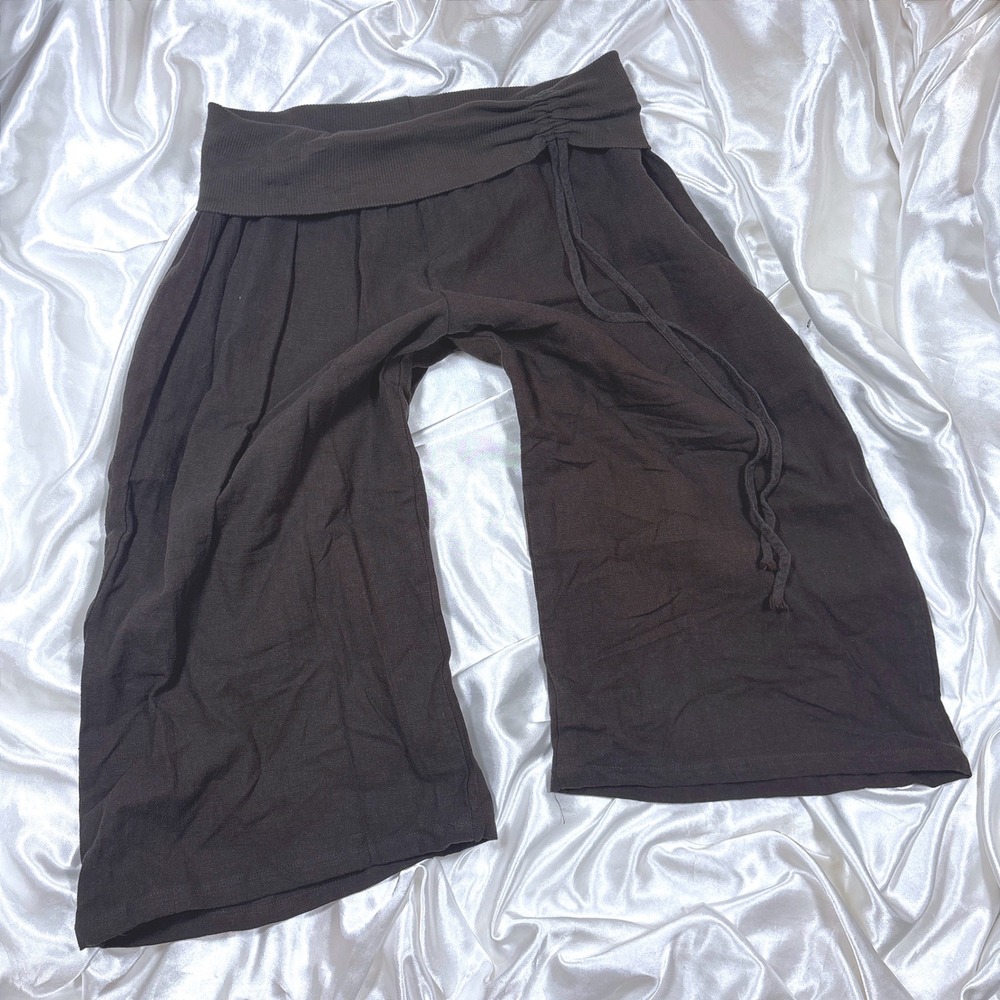 y2k Gaucho Pants Brown Excellent Twenty One Foldover Waist Wide Leg Cropped